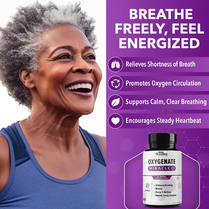 Real Science Oxygenate Miracle – Daily Lung & Circulation Support Supplement for Breathing Comfort and Energy – Supports Respiratory Function and Overall Wellness, 60 Caps - dailyvitalstore