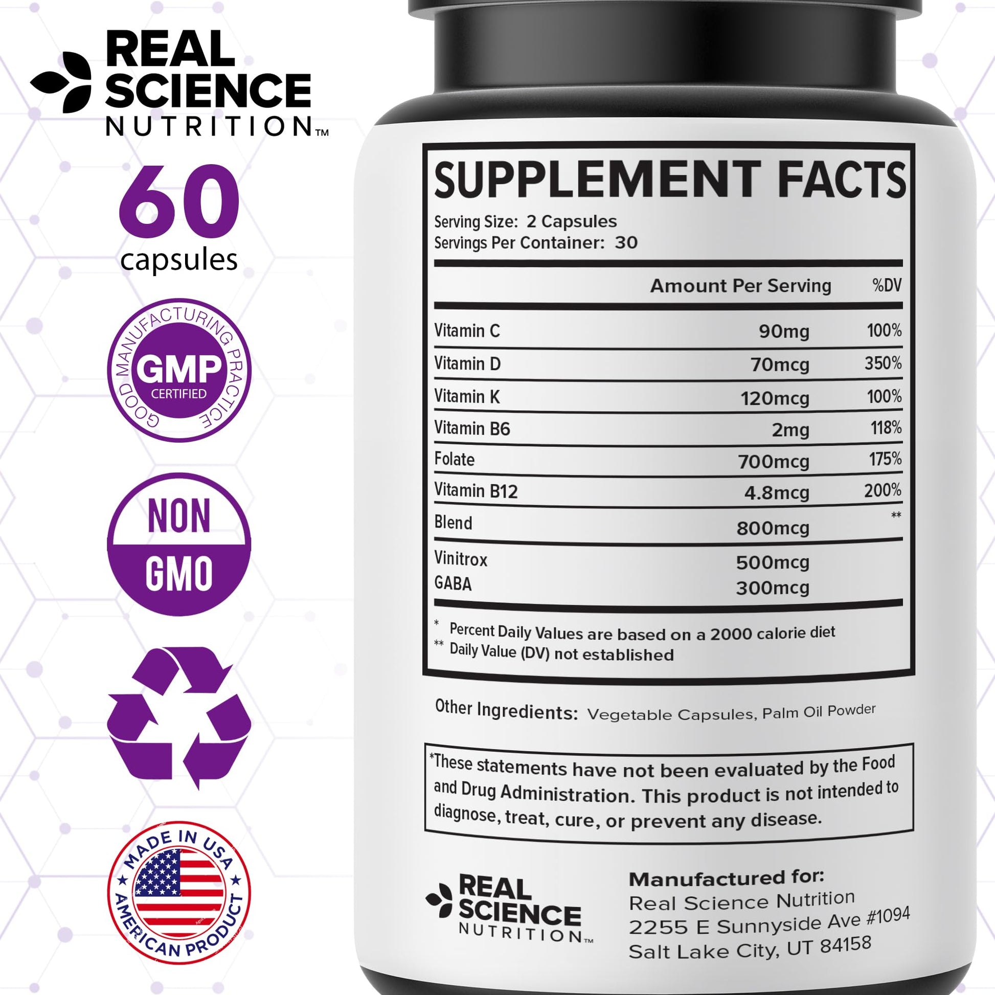 Real Science Perimenopause Supplements for Women for Hormone Balance & Energy Support – Nitric Oxide Formula with Vinitrox, GABA & Essential Vitamins for Hot Flashes, Mood & Energy – 60 Caps - dailyvitalstore