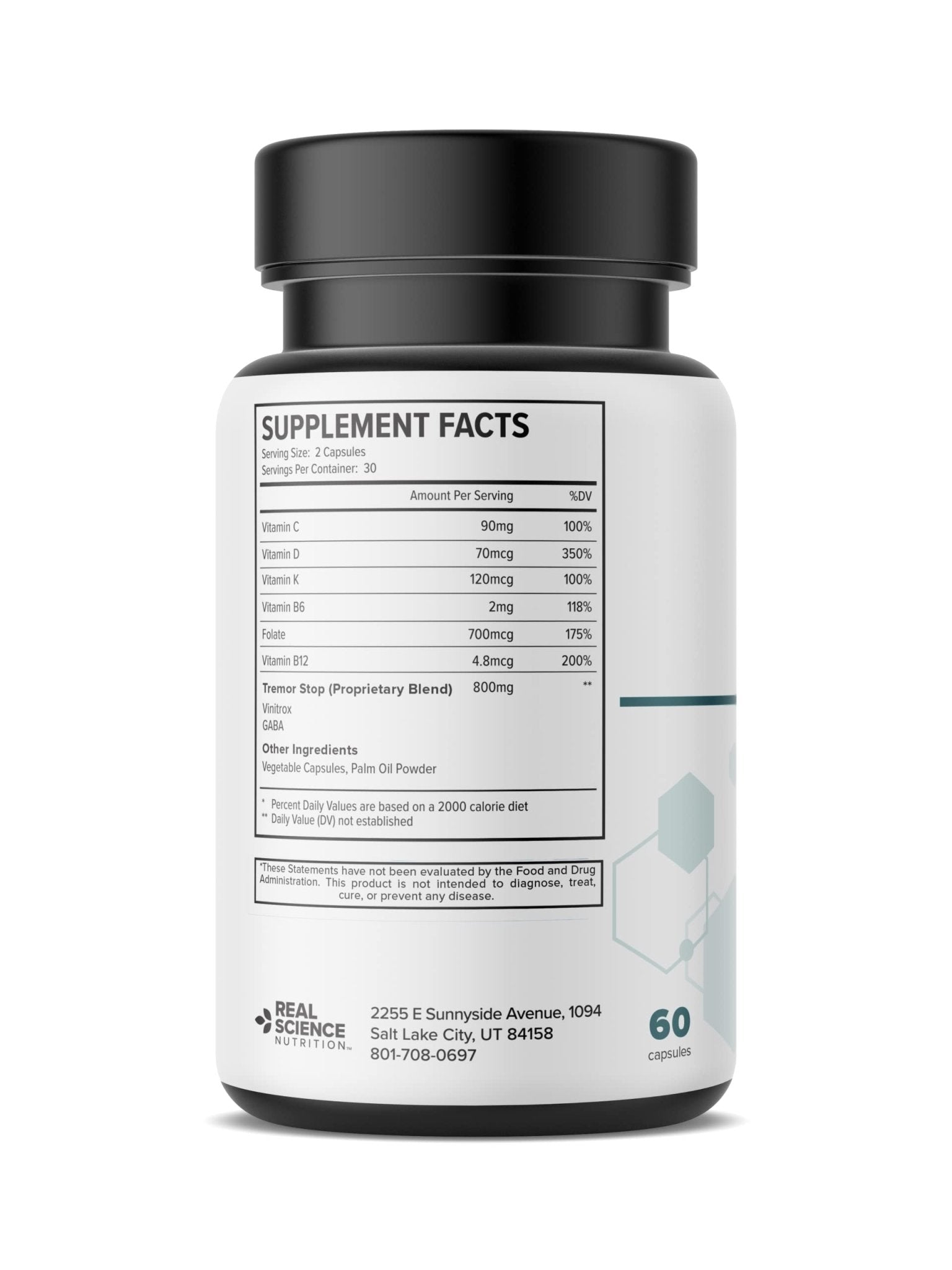 Real Science Tardivex All Natural Nerve Support Supplement for Neurological Balance - Includes Vinitrox, GABA & Essential Vitamins for Controlled Movement & Coordination - Made in USA, 60 Caps - dailyvitalstore