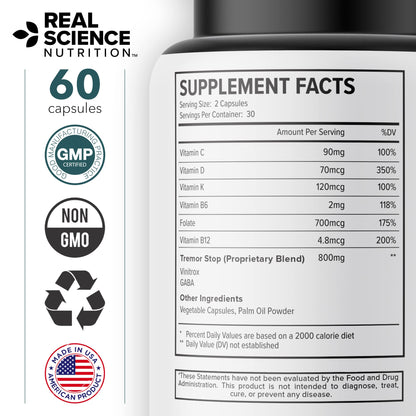 Real Science Tardivex All Natural Nerve Support Supplement for Neurological Balance - Includes Vinitrox, GABA & Essential Vitamins for Controlled Movement & Coordination - Made in USA, 60 Caps - dailyvitalstore