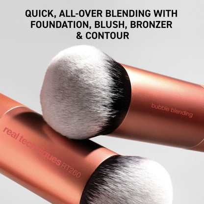 Real Techniques Bubble Blending Makeup Brush, Multipurpose Foundation Brush For Liquid, Cream, & Powder Products, Unique Round Brush Head, Synthetic Bristles, Vegan & Cruelty Free, 1 Count - dailyvitalstore