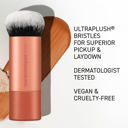 Real Techniques Bubble Blending Makeup Brush, Multipurpose Foundation Brush For Liquid, Cream, & Powder Products, Unique Round Brush Head, Synthetic Bristles, Vegan & Cruelty Free, 1 Count - dailyvitalstore