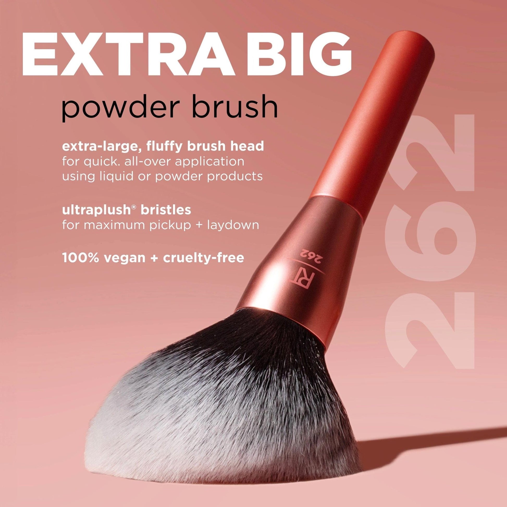Real Techniques Extra Big Powder Brush, Large Makeup Brush For Powder, Fluffy Head For All-Over Setting, XL Oversized Brush For Quick Application, Cruelty-Free, Synthetic Bristles, 1 Count - dailyvitalstore