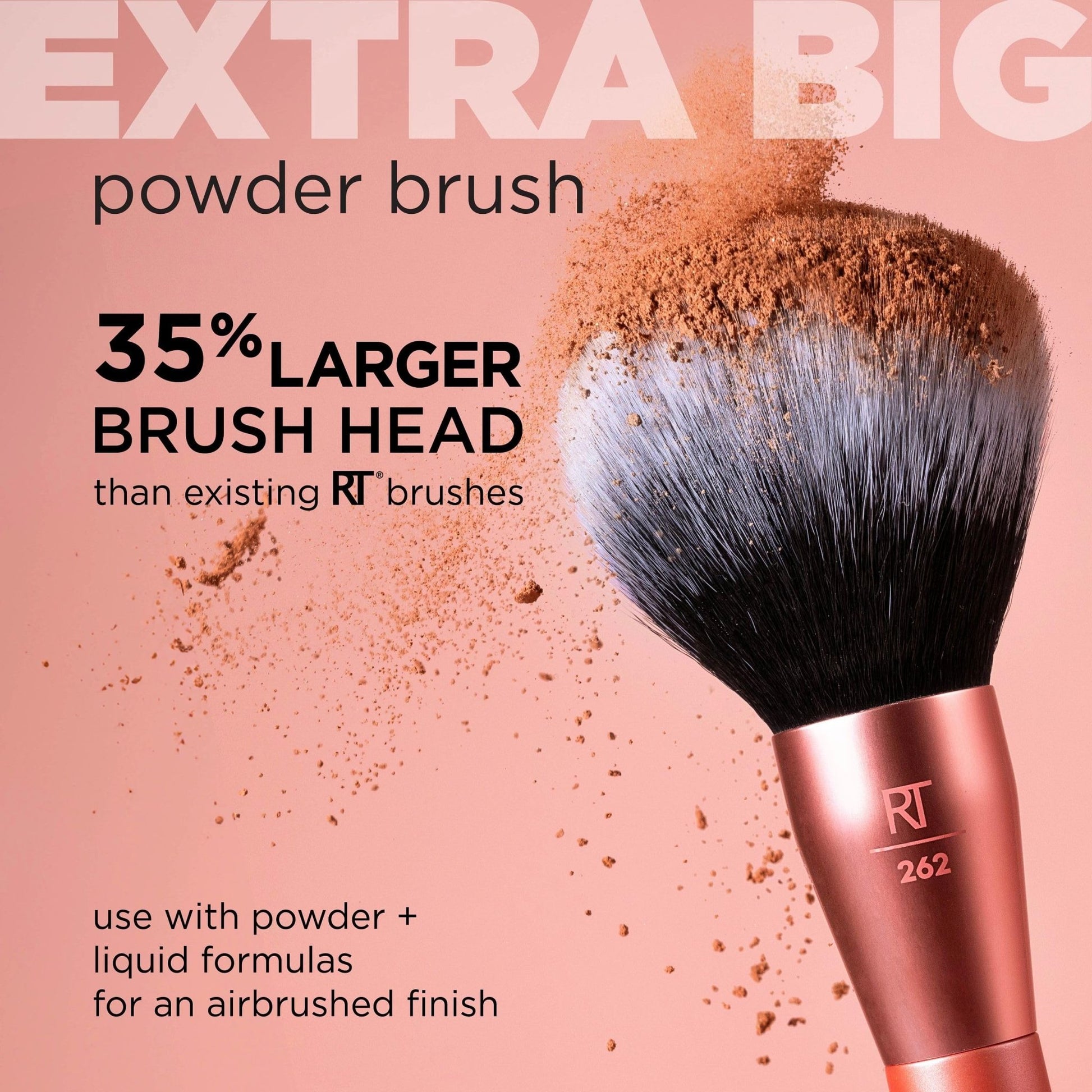 Real Techniques Extra Big Powder Brush, Large Makeup Brush For Powder, Fluffy Head For All-Over Setting, XL Oversized Brush For Quick Application, Cruelty-Free, Synthetic Bristles, 1 Count - dailyvitalstore