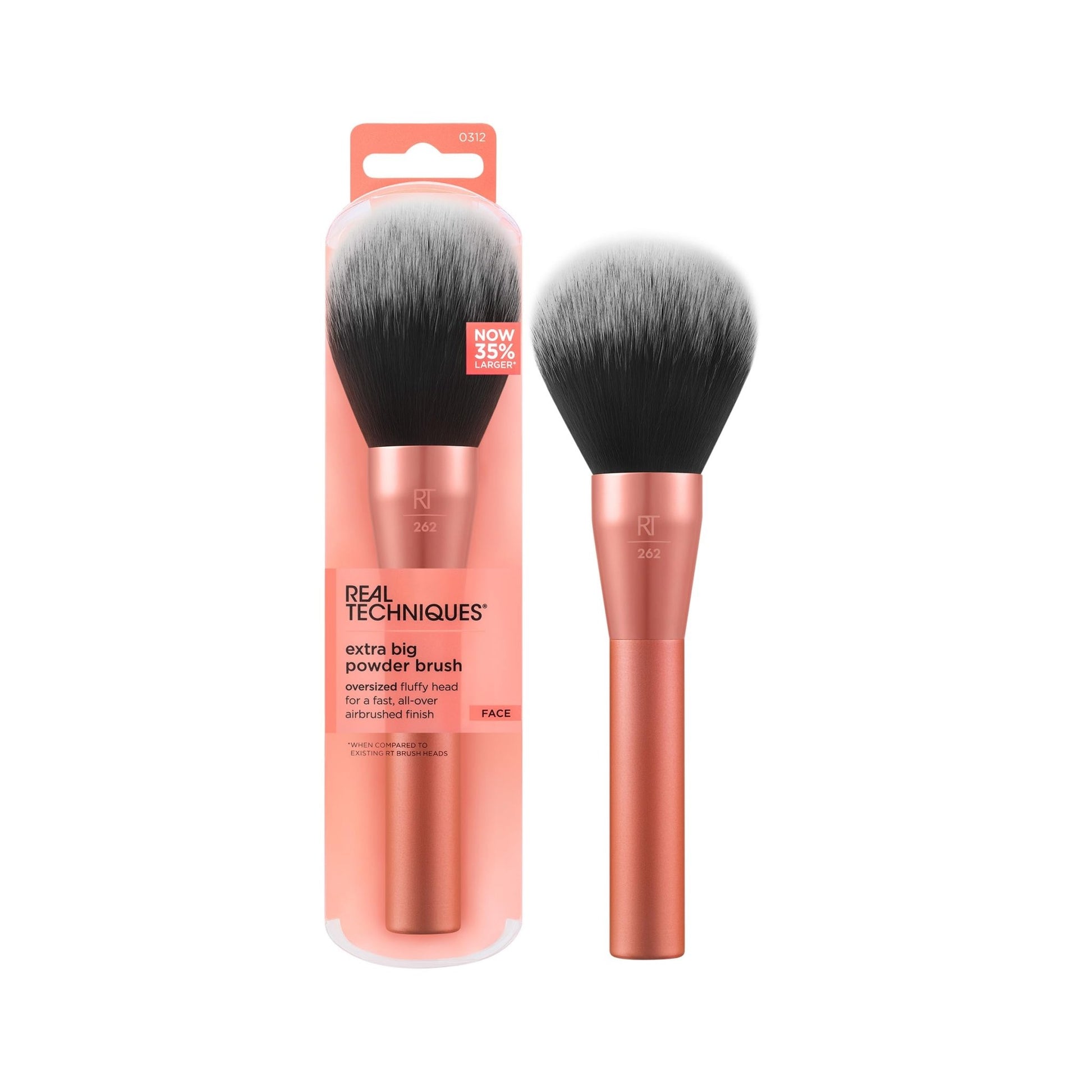 Real Techniques Extra Big Powder Brush, Large Makeup Brush For Powder, Fluffy Head For All-Over Setting, XL Oversized Brush For Quick Application, Cruelty-Free, Synthetic Bristles, 1 Count - dailyvitalstore
