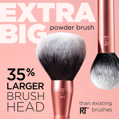 Real Techniques Extra Big Powder Brush, Large Makeup Brush For Powder, Fluffy Head For All-Over Setting, XL Oversized Brush For Quick Application, Cruelty-Free, Synthetic Bristles, 1 Count - dailyvitalstore