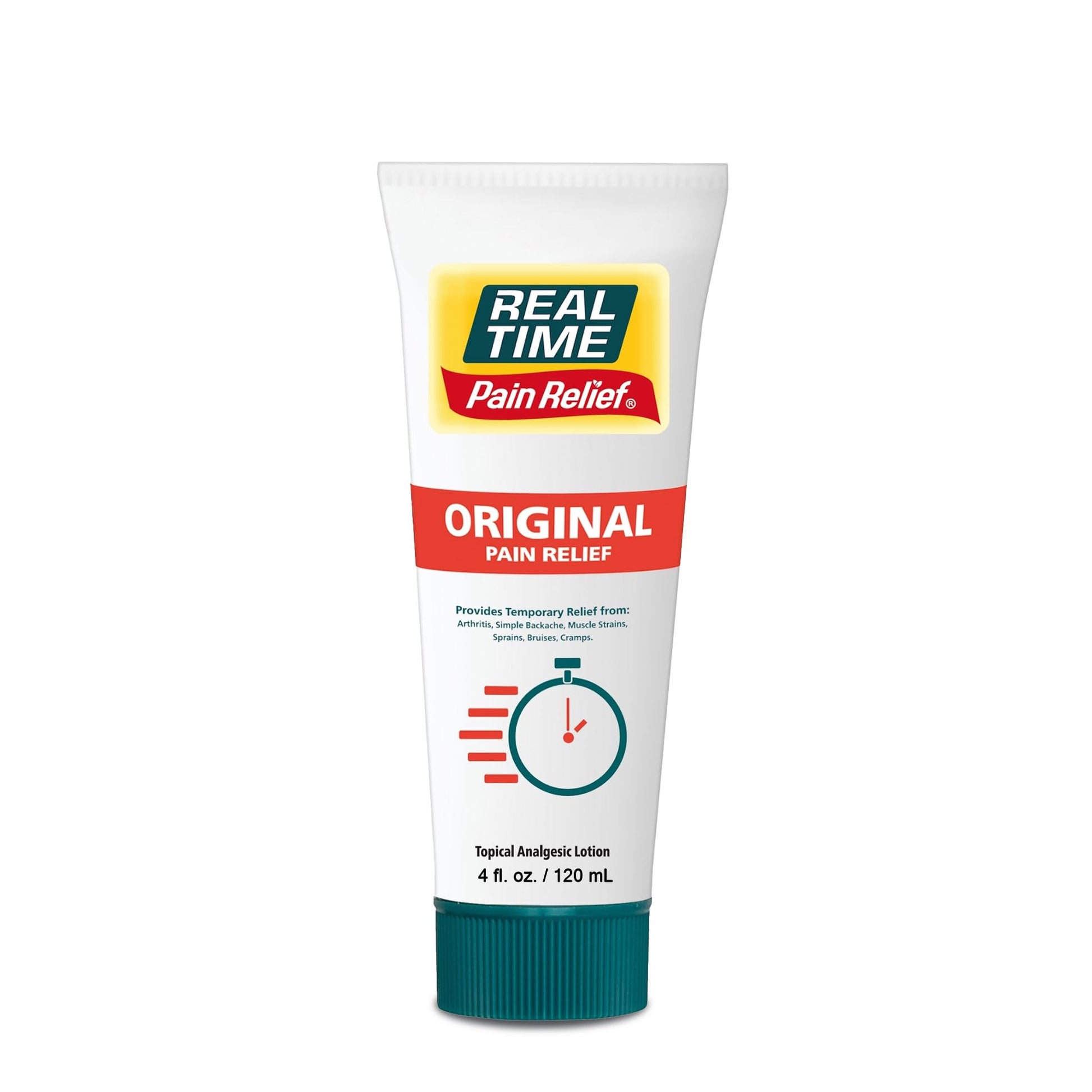 Real Time Pain Relief Cream 4oz Tube | 17 Natural Ingredients: 1.25% Menthol, Arnica & MSM | Muscle Strain & Joint Discomfort Relief for Arthritis, Cramps, Sprains, Bruises, Hands, Back & Knee Pain - dailyvitalstore