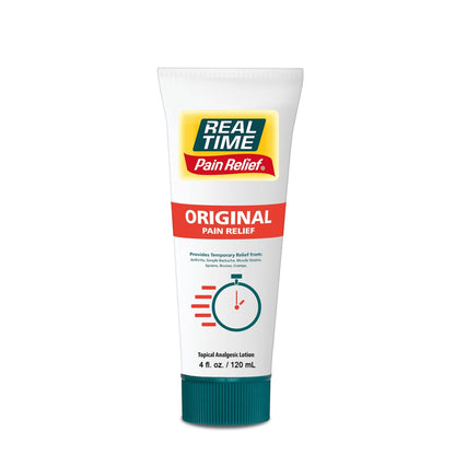 Real Time Pain Relief Cream 4oz Tube | 17 Natural Ingredients: 1.25% Menthol, Arnica & MSM | Muscle Strain & Joint Discomfort Relief for Arthritis, Cramps, Sprains, Bruises, Hands, Back & Knee Pain - dailyvitalstore