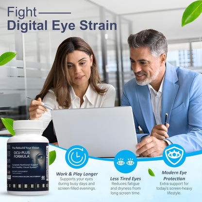 Rebuild Your Vision Ocu-Plus Formula – Eye Health Supplement with Lutein & Zeaxanthin – Supports Visual Clarity, Night Vision & Macular Health – with Bilberry, Ginkgo Biloba & NAC – 60 Capsules - dailyvitalstore