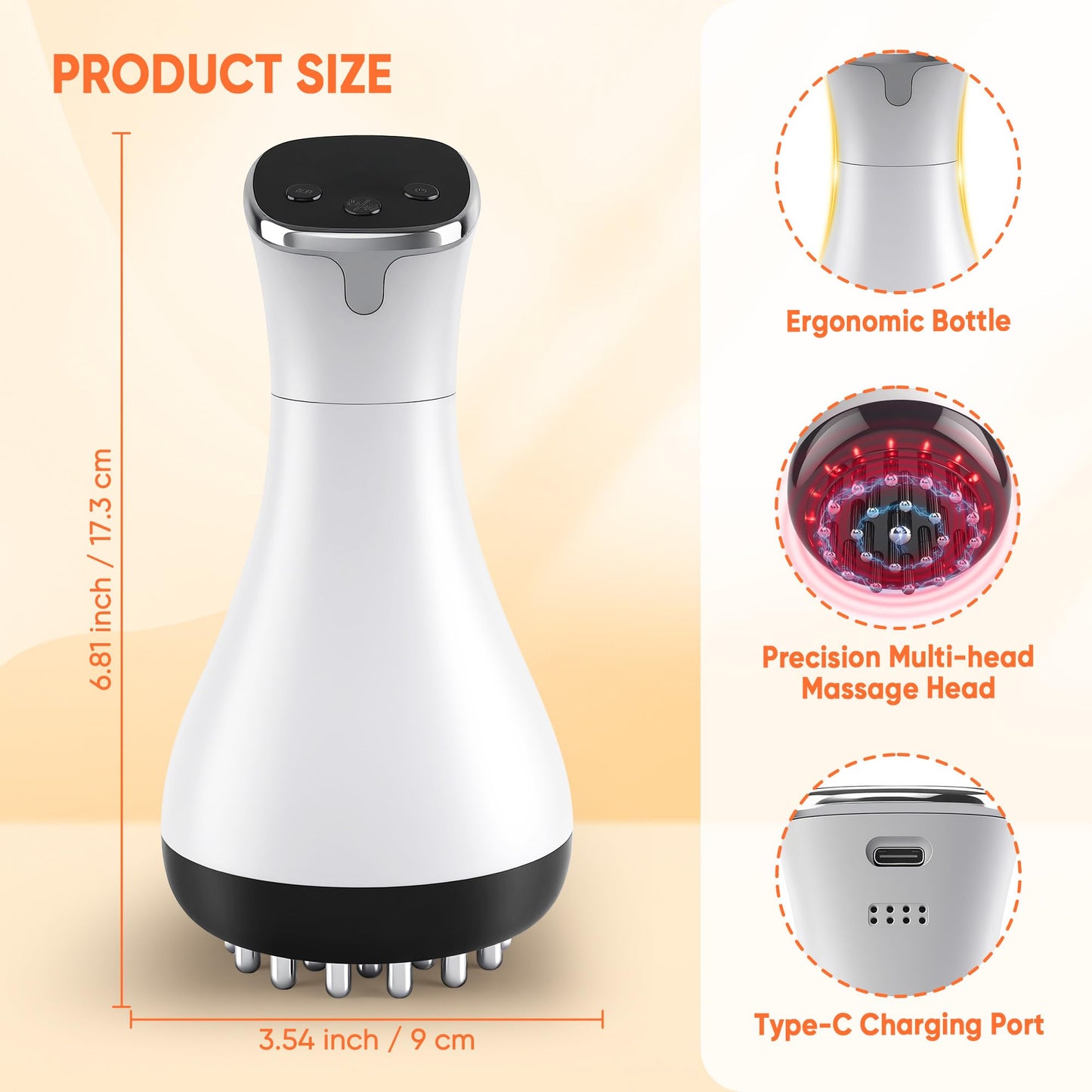 Rechargeable Lymphatic Drainage Massager & Cellulite Massage Tool with 3000mAh,Fascia Blaster for Reduce Stretch Marks for Legs, Arms & Belly,Body Sculpting Machine with Microcurrent for Office Travel - dailyvitalstore