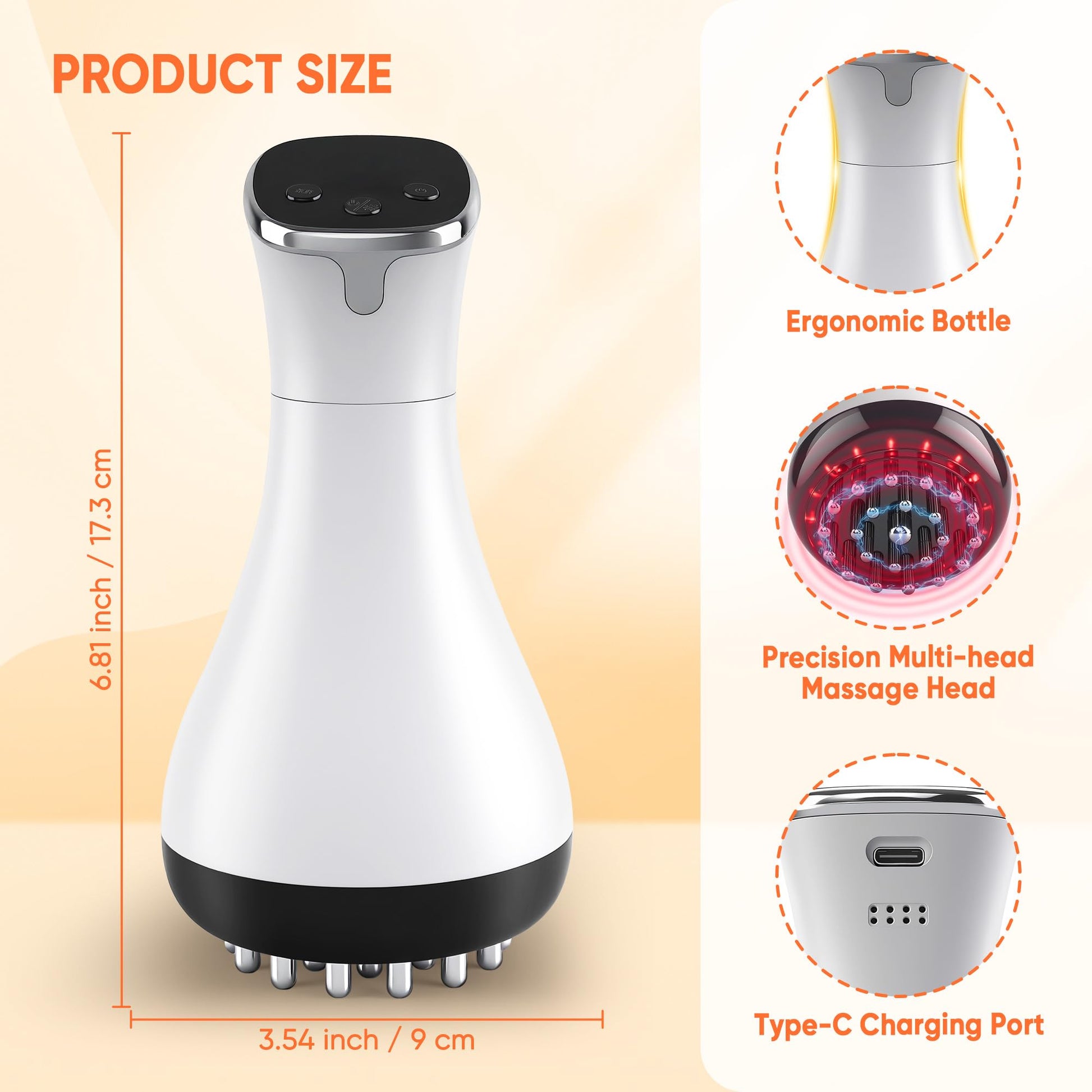 Rechargeable Lymphatic Drainage Massager & Cellulite Massage Tool with 3000mAh,Fascia Blaster for Reduce Stretch Marks for Legs, Arms & Belly,Body Sculpting Machine with Microcurrent for Office Travel - dailyvitalstore