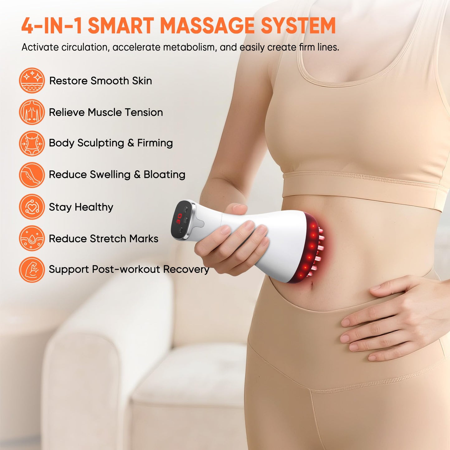 Rechargeable Lymphatic Drainage Massager & Cellulite Massage Tool with 3000mAh,Fascia Blaster for Reduce Stretch Marks for Legs, Arms & Belly,Body Sculpting Machine with Microcurrent for Office Travel - dailyvitalstore