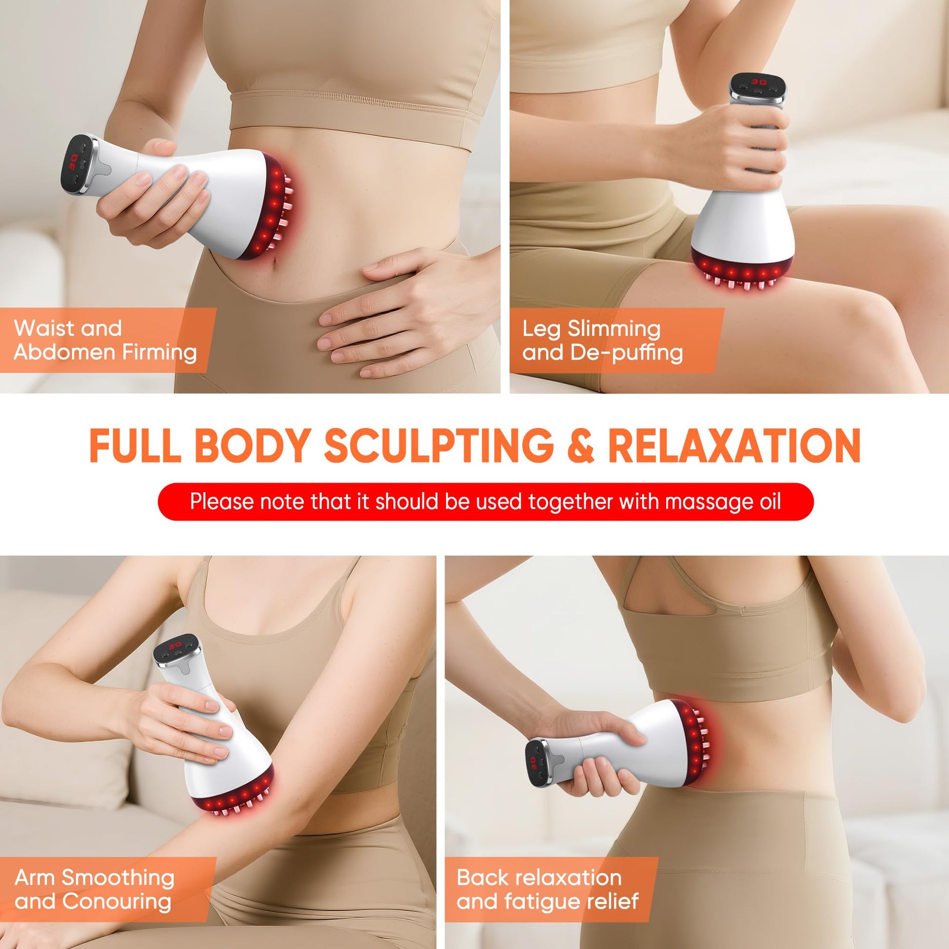 Rechargeable Lymphatic Drainage Massager & Cellulite Massage Tool with 3000mAh,Fascia Blaster for Reduce Stretch Marks for Legs, Arms & Belly,Body Sculpting Machine with Microcurrent for Office Travel - dailyvitalstore