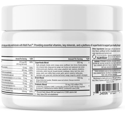 Reclaim Multi Pure Lemon Lime, Immune Support, Vitamin C, Vitamin B Complex, Probiotic, Superfood Powder, Calcium, Magnesium Oxide, (30 Servings) (Lemon Lime) - dailyvitalstore