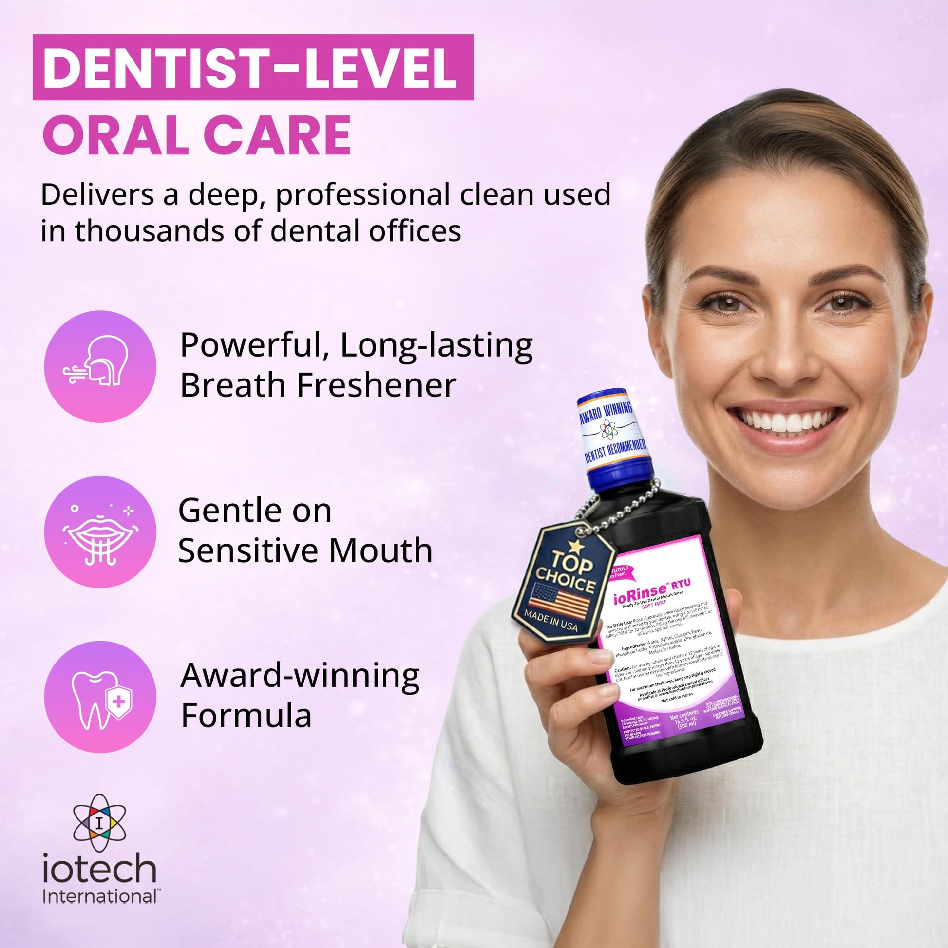 Recommended by 1,000s of Dental Professionals Because it Simply Works Better. Professional Strength ioRinse RTU. Powerful, Long-Lasting, Breath freshening that You Can Trust. Soft Mint 16.9 oz - dailyvitalstore
