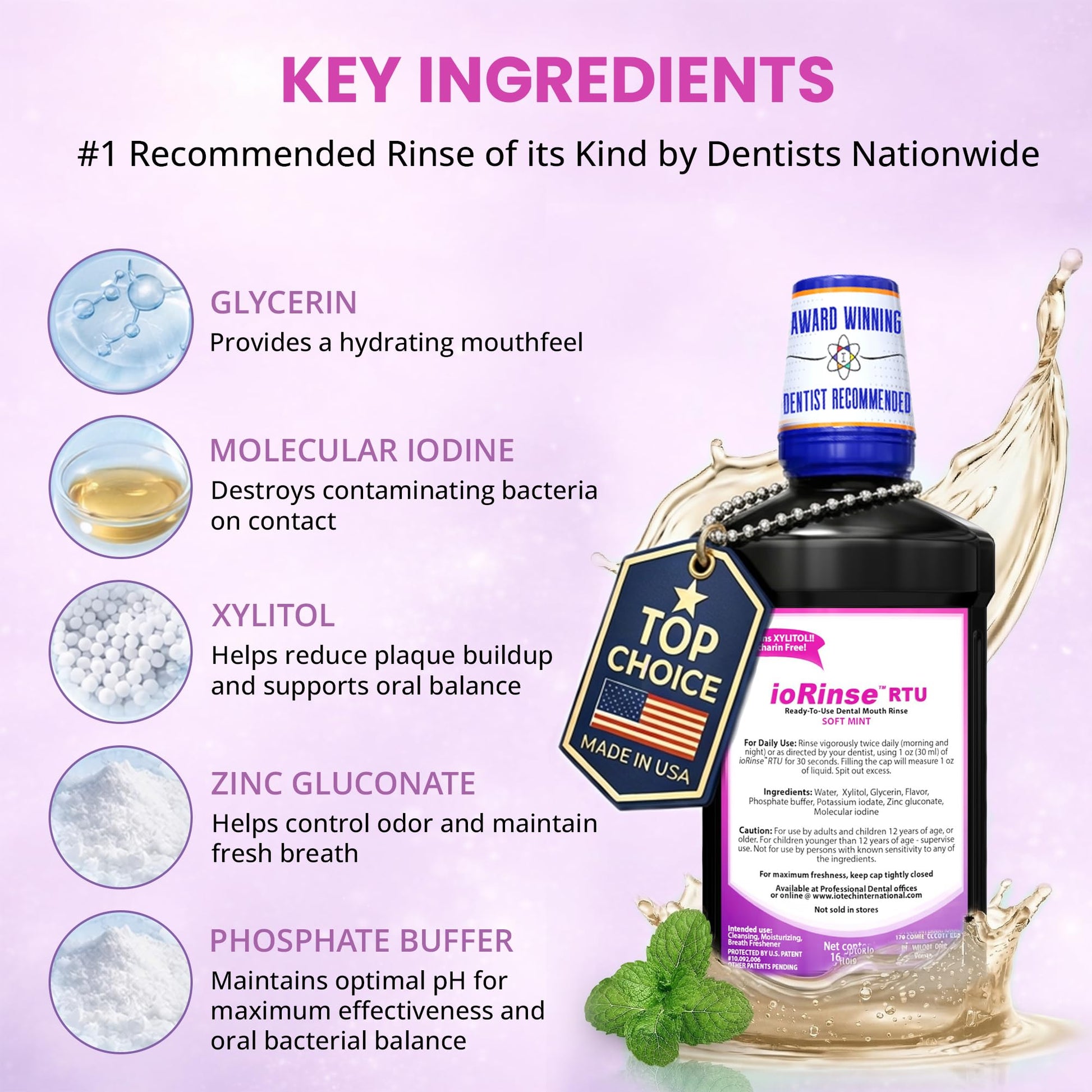 Recommended by 1,000s of Dental Professionals Because it Simply Works Better. Professional Strength ioRinse RTU. Powerful, Long-Lasting, Breath freshening that You Can Trust. Soft Mint 16.9 oz - dailyvitalstore