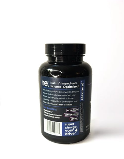 recomnd Nutrition - Man+ Formula, Energy Support, Muscle Support, and Prostate Health Supplements for Men with Vitamin E, Saw Palmetto, Red Korean Ginseng, and More, 120 Capsules - dailyvitalstore