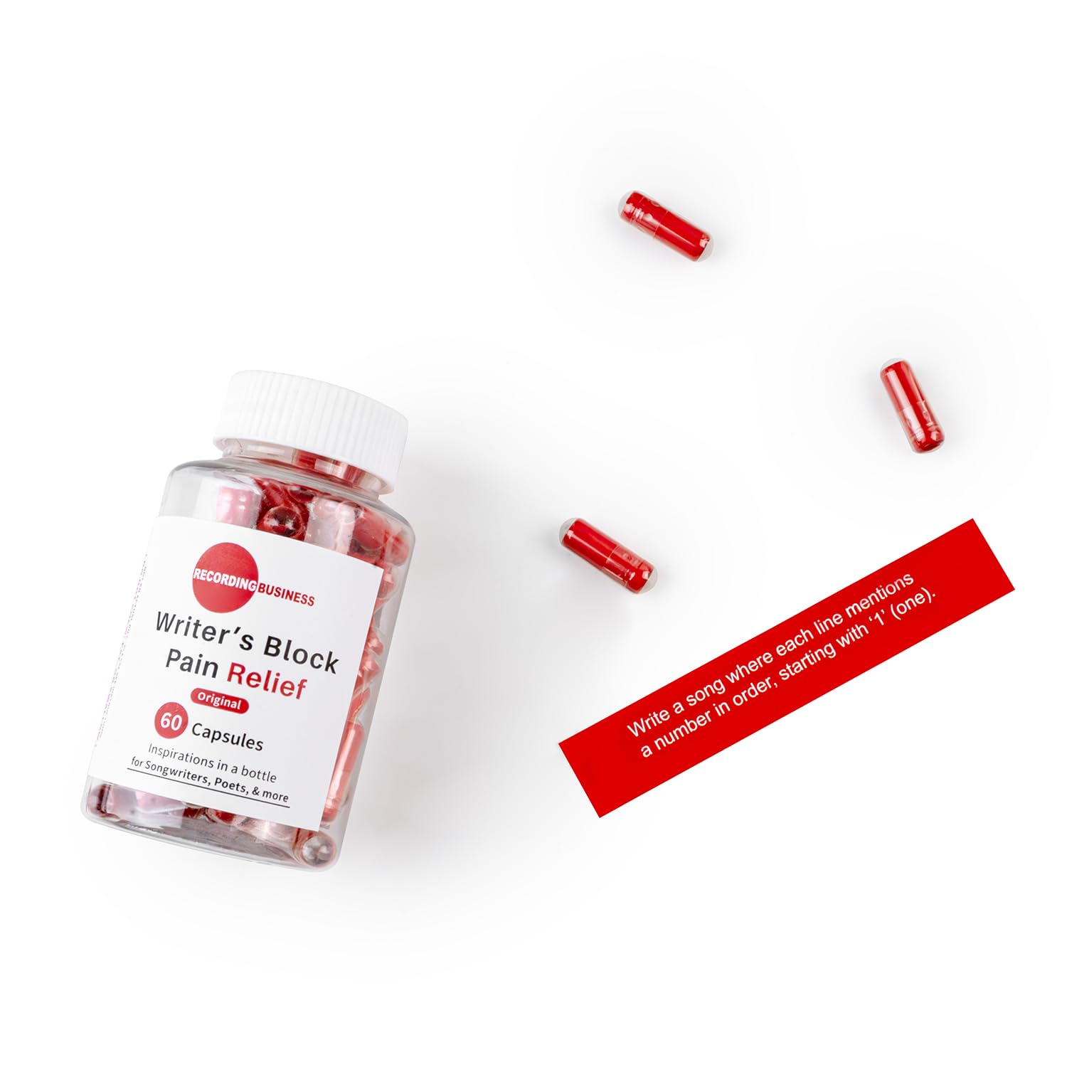 Recording Business Writer's Block Pain Relief (60 Original Songwriting Prompts in Capsules) for Artists/Musicians, Songwriters, & Poets - dailyvitalstore