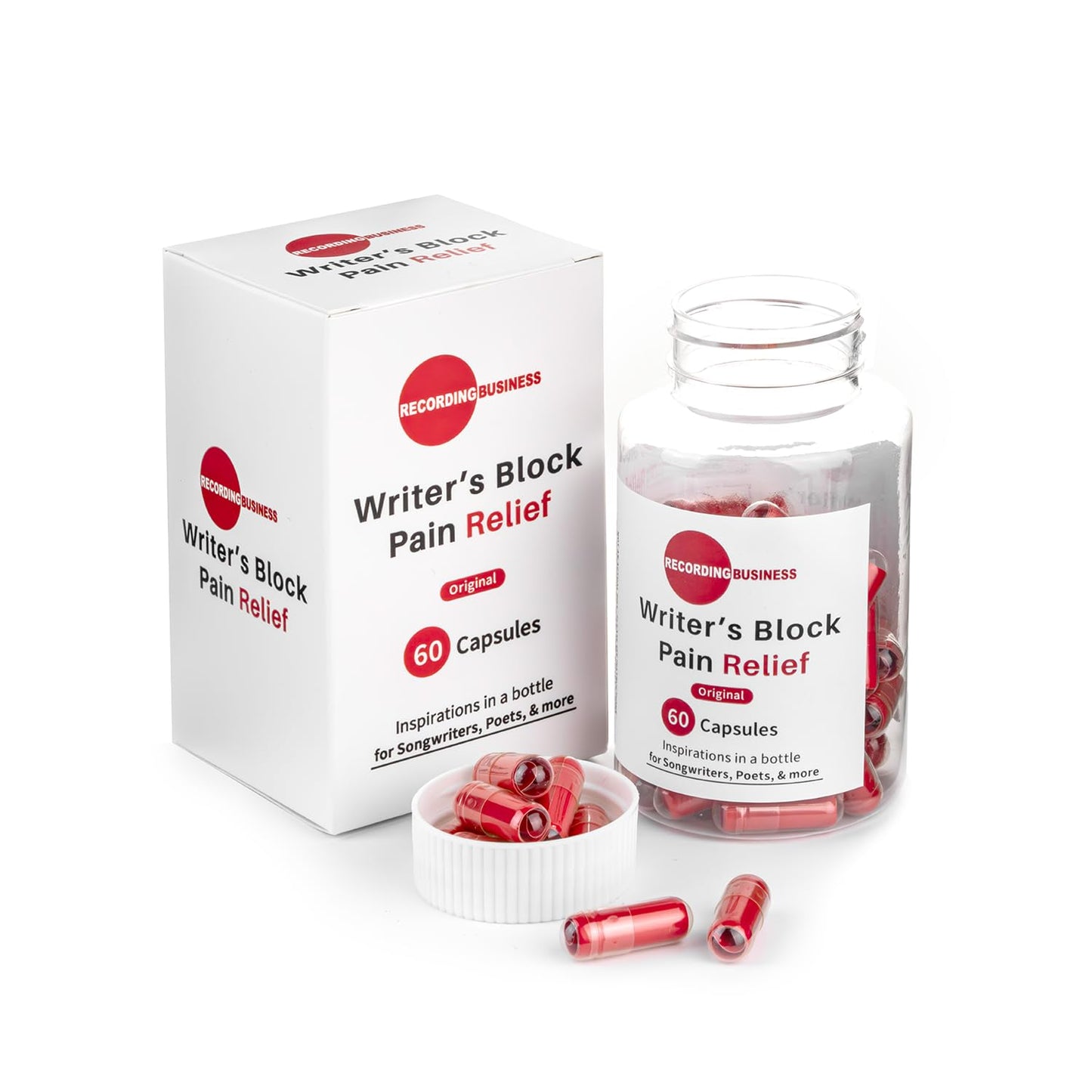 Recording Business Writer's Block Pain Relief (60 Original Songwriting Prompts in Capsules) for Artists/Musicians, Songwriters, & Poets - dailyvitalstore