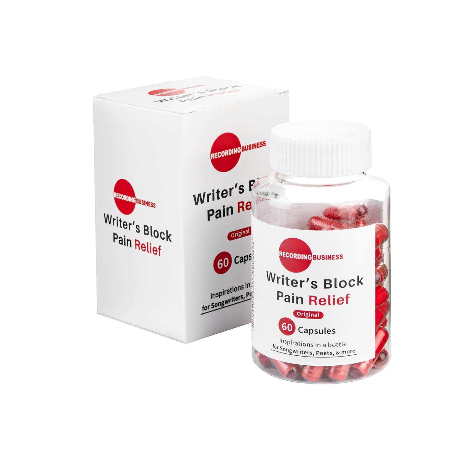 Recording Business Writer's Block Pain Relief (60 Original Songwriting Prompts in Capsules) for Artists/Musicians, Songwriters, & Poets - dailyvitalstore