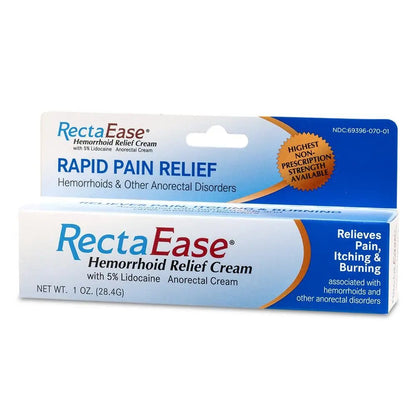 RectaEase (2 Pack) 5% Lidocaine Hemorrhoid Relief Cream 1 oz Tube, Anorectal Cream, Rapid Numbing Relief, Hemorrhoid Treatment from Itch and Burn - dailyvitalstore