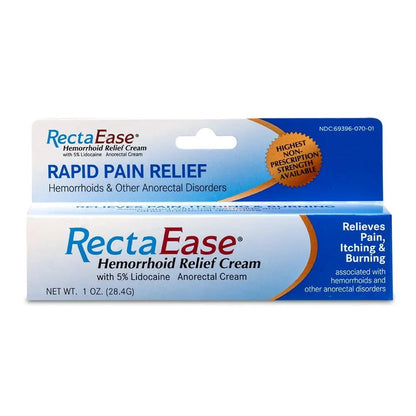 RectaEase (2 Pack) 5% Lidocaine Hemorrhoid Relief Cream 1 oz Tube, Anorectal Cream, Rapid Numbing Relief, Hemorrhoid Treatment from Itch and Burn - dailyvitalstore