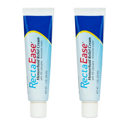 RectaEase (2 Pack) 5% Lidocaine Hemorrhoid Relief Cream 1 oz Tube, Anorectal Cream, Rapid Numbing Relief, Hemorrhoid Treatment from Itch and Burn - dailyvitalstore