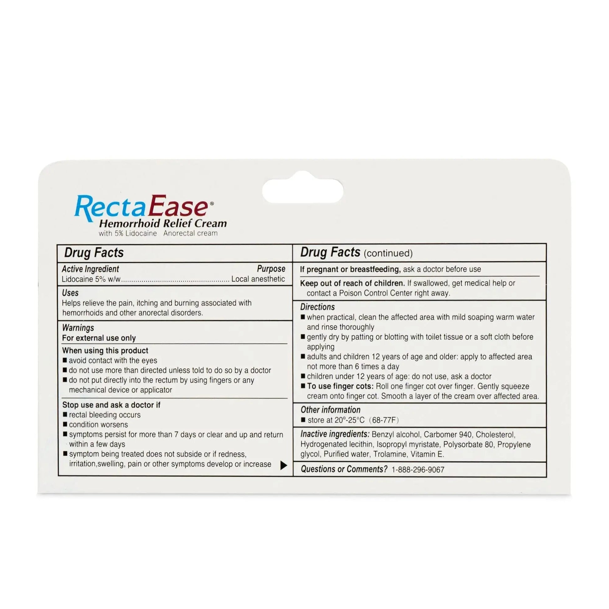 RectaEase (2 Pack) 5% Lidocaine Hemorrhoid Relief Cream 1 oz Tube, Anorectal Cream, Rapid Numbing Relief, Hemorrhoid Treatment from Itch and Burn - dailyvitalstore