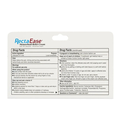 RectaEase (2 Pack) 5% Lidocaine Hemorrhoid Relief Cream 1 oz Tube, Anorectal Cream, Rapid Numbing Relief, Hemorrhoid Treatment from Itch and Burn - dailyvitalstore