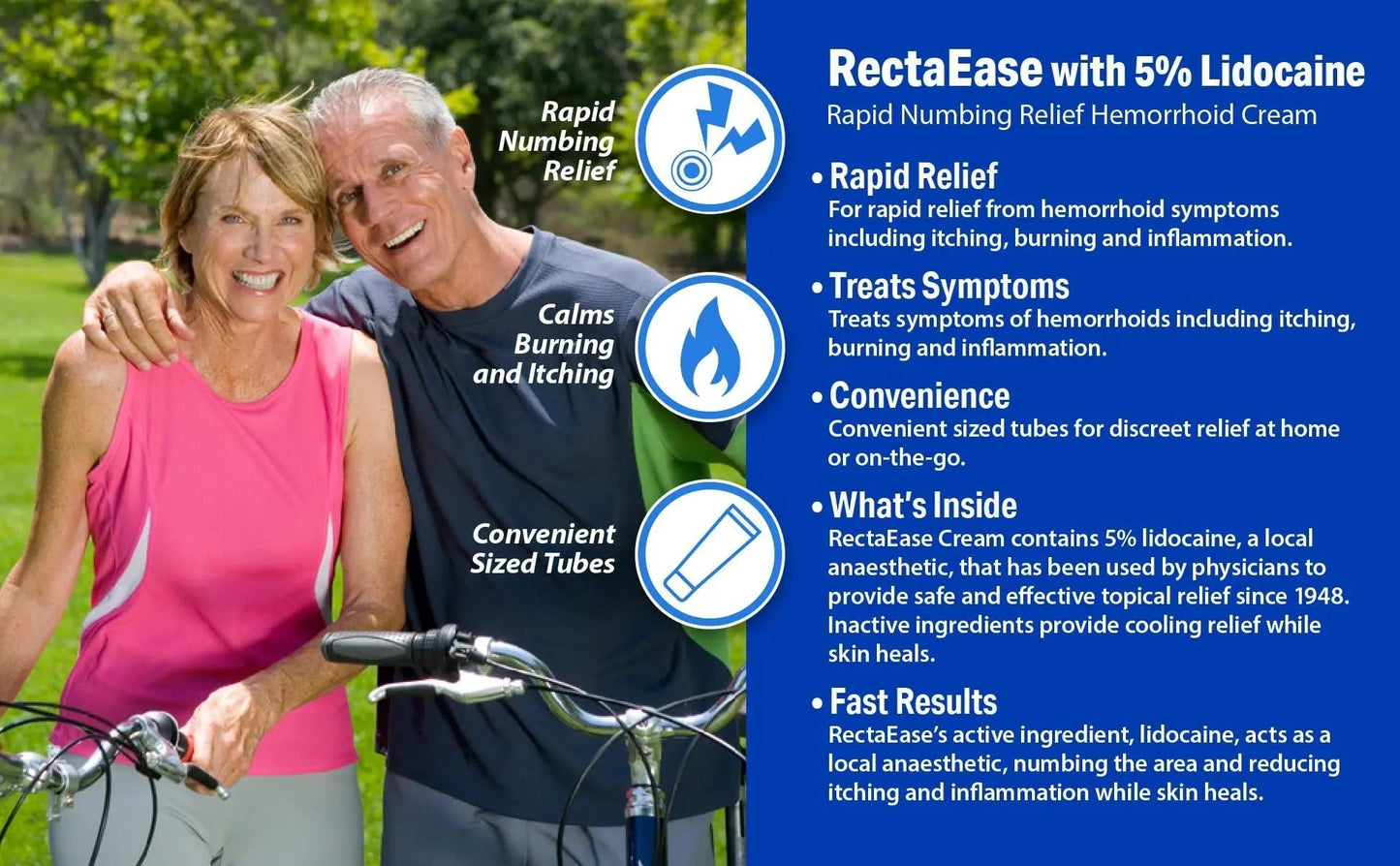 RectaEase 5% Lidocaine Hemorrhoid Topical Relief Cream, Rapid Numbing for Itching & Burning, Extra Strength Anorectal Treatment for Sensitive Areas, Advanced Formula for Fast Soothing Care, 1 oz Tube - dailyvitalstore