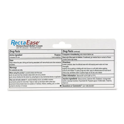 RectaEase 5% Lidocaine Hemorrhoid Topical Relief Cream, Rapid Numbing for Itching & Burning, Extra Strength Anorectal Treatment for Sensitive Areas, Advanced Formula for Fast Soothing Care, 1 oz Tube - dailyvitalstore