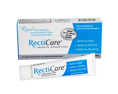 Recticare Anorectal Lidocaine 5% Cream: Topical Numbing Cream for Treatment of Hemorrhoids & Other Anorectal Disorders - 30g Tube - dailyvitalstore