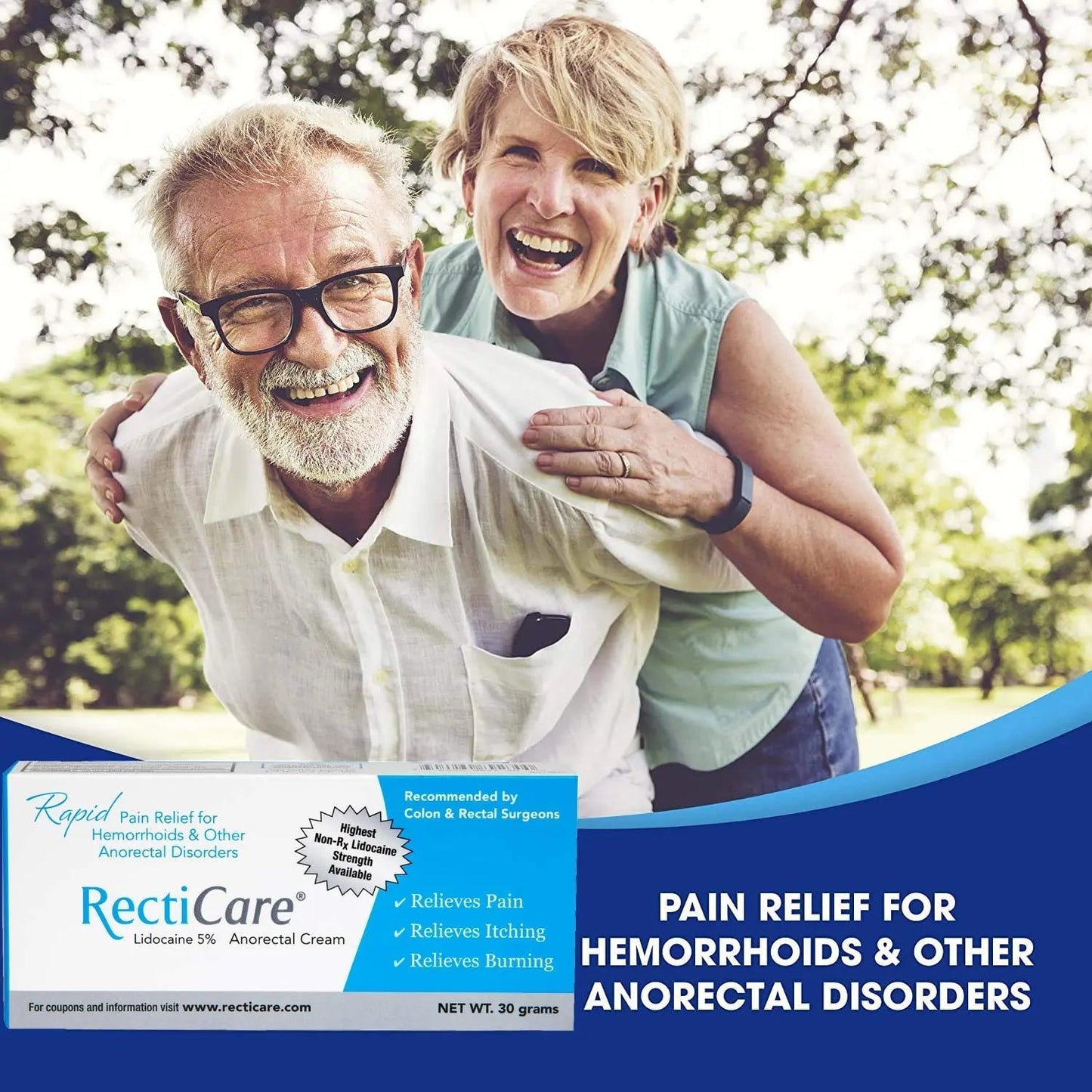 Recticare Anorectal Lidocaine 5% Cream: Topical Numbing Cream for Treatment of Hemorrhoids & Other Anorectal Disorders - 30g Tube - dailyvitalstore