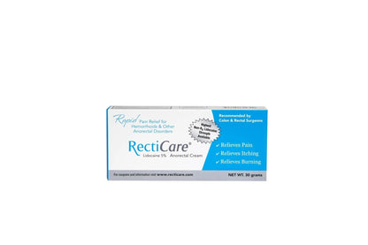 Recticare Anorectal Lidocaine 5% Cream: Topical Numbing Cream for Treatment of Hemorrhoids & Other Anorectal Disorders - 30g Tube - dailyvitalstore