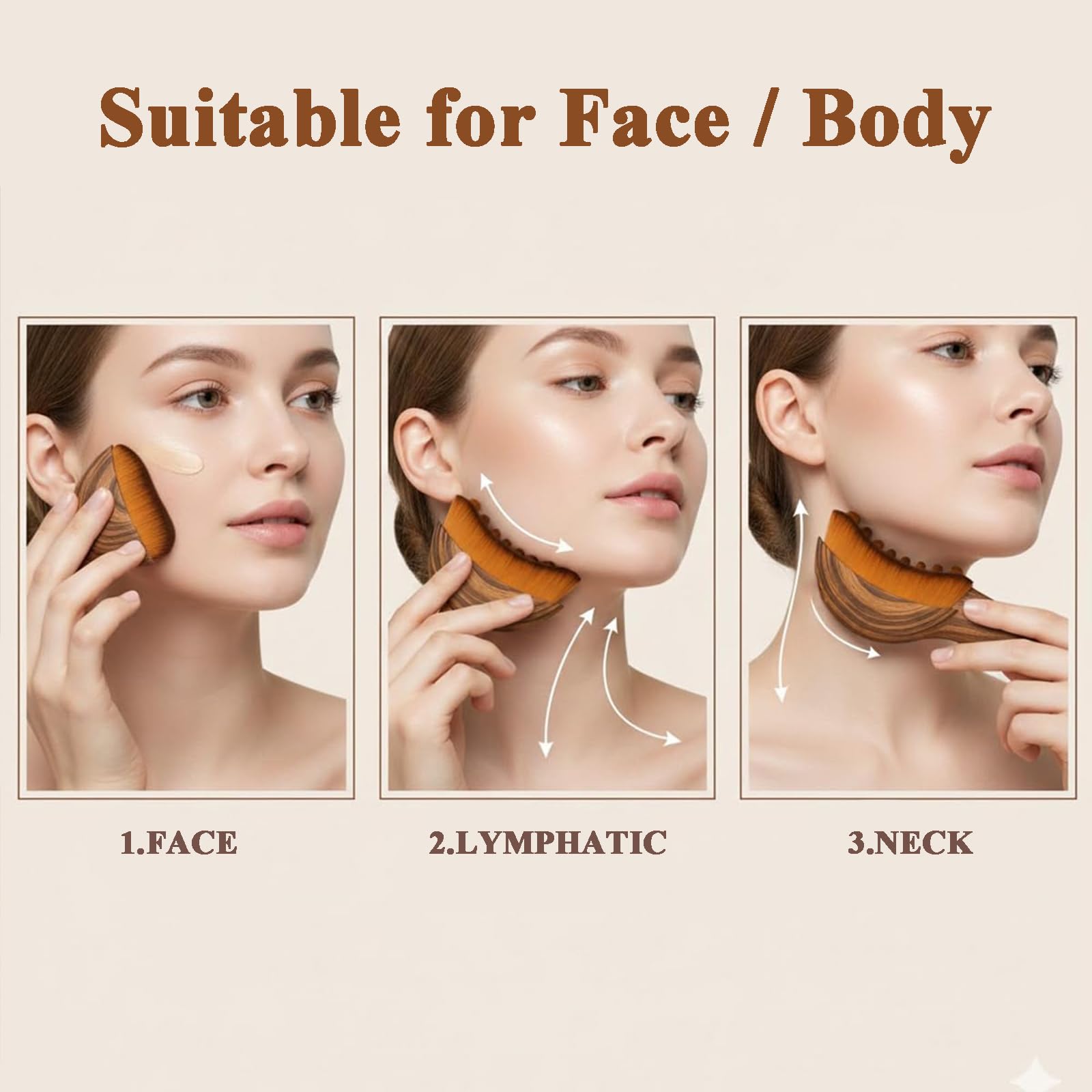 Recuvia Face Brush for Lymphatic Drainage, Gua Sha Brush for Face, Lymphatic Contour Face Brush Eliminate Puffiness, Lifting and Firming, Sculpting, Improves Skin Glow, Fit The Skin Precisely (2pcs) - dailyvitalstore