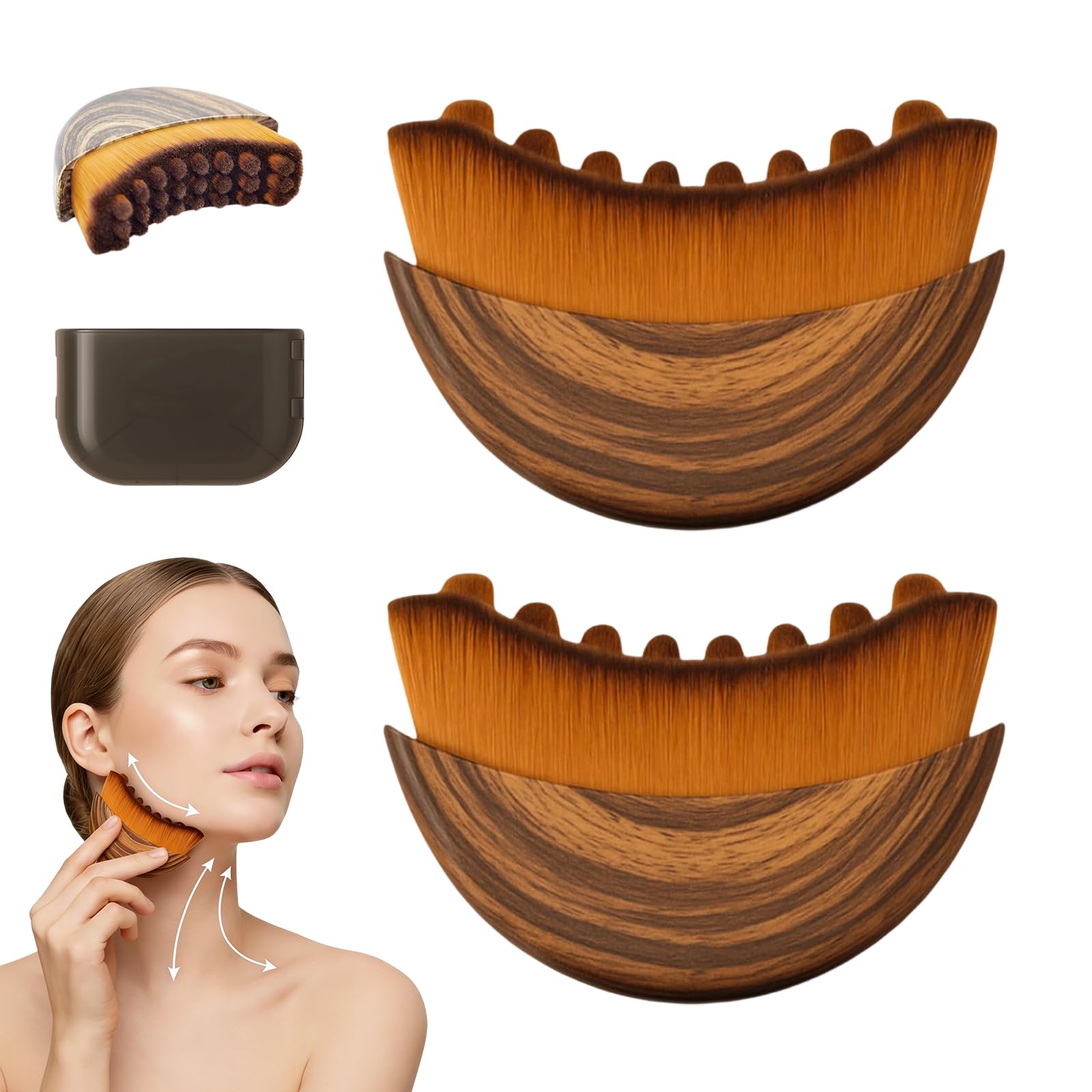 Recuvia Face Brush for Lymphatic Drainage, Gua Sha Brush for Face, Lymphatic Contour Face Brush Eliminate Puffiness, Lifting and Firming, Sculpting, Improves Skin Glow, Fit The Skin Precisely (2pcs) - dailyvitalstore