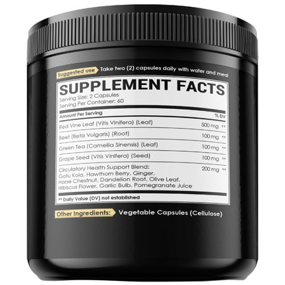 Red Vine Leaf Extract 15000mg Beet Root 3000mg Organic Green Tea 3000mg Supplement & More - Support Heart Health, Strength, Immune System & Body Management - 120 Vegan Capsules for 2-Month Supply - dailyvitalstore