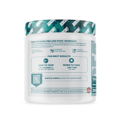 REDCON1 Creatine Monohydrate - Keto Friendly + Vegan Pre & Post Workout Supplement - Creatine Powder to Support Recovery & Athletic Performance (60 Servings) - dailyvitalstore