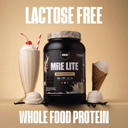 REDCON1 MRE LITE Whole Food Protein Powder, Vanilla Milkshake - Lactose Free & Sugar Free Meal Replacement with Animal Protein Blends - Easy to Digest Formula - Only 1g Carb per Serving (30 Servings) - dailyvitalstore