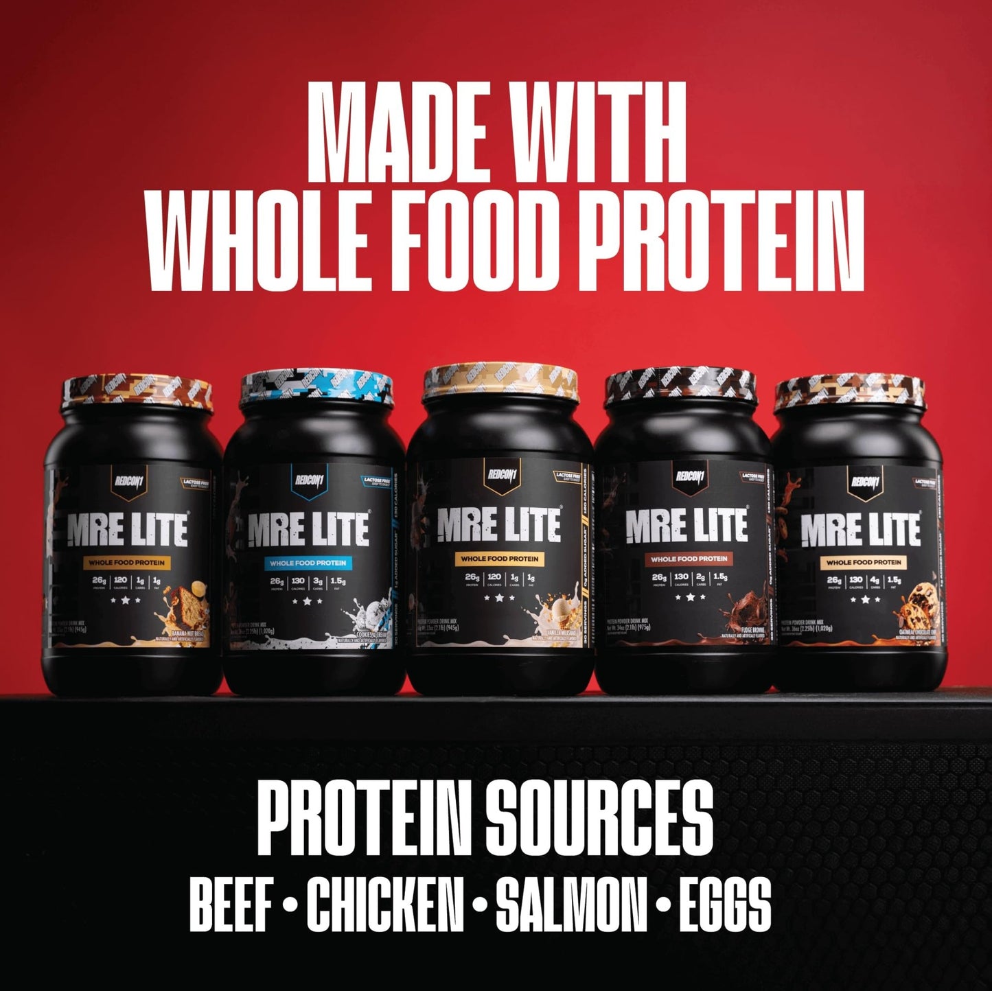 REDCON1 MRE LITE Whole Food Protein Powder, Vanilla Milkshake - Lactose Free & Sugar Free Meal Replacement with Animal Protein Blends - Easy to Digest Formula - Only 1g Carb per Serving (30 Servings) - dailyvitalstore