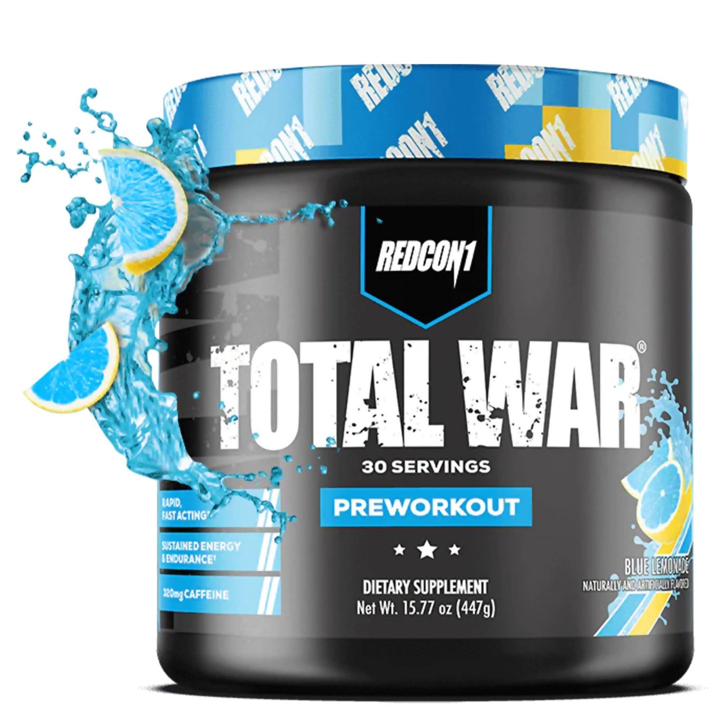REDCON1 Total War Pre Workout - Beta Alanine + Citrulline Malate Keto Friendly Preworkout for Men & Women with 320mg of Caffeine - Fast Acting -Blue Lemonade (30 Servings) - dailyvitalstore