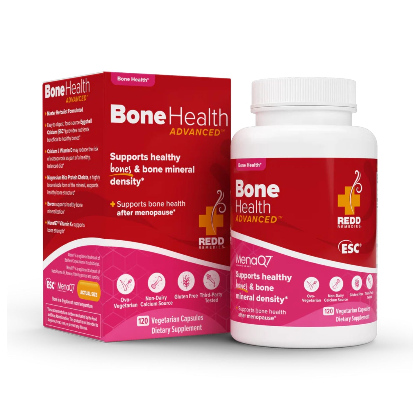 Redd Remedies, Bone Health Advanced, Vitamin D3 and Calcium for Strong Bone Support, 120 Vegetarian Capsules - dailyvitalstore