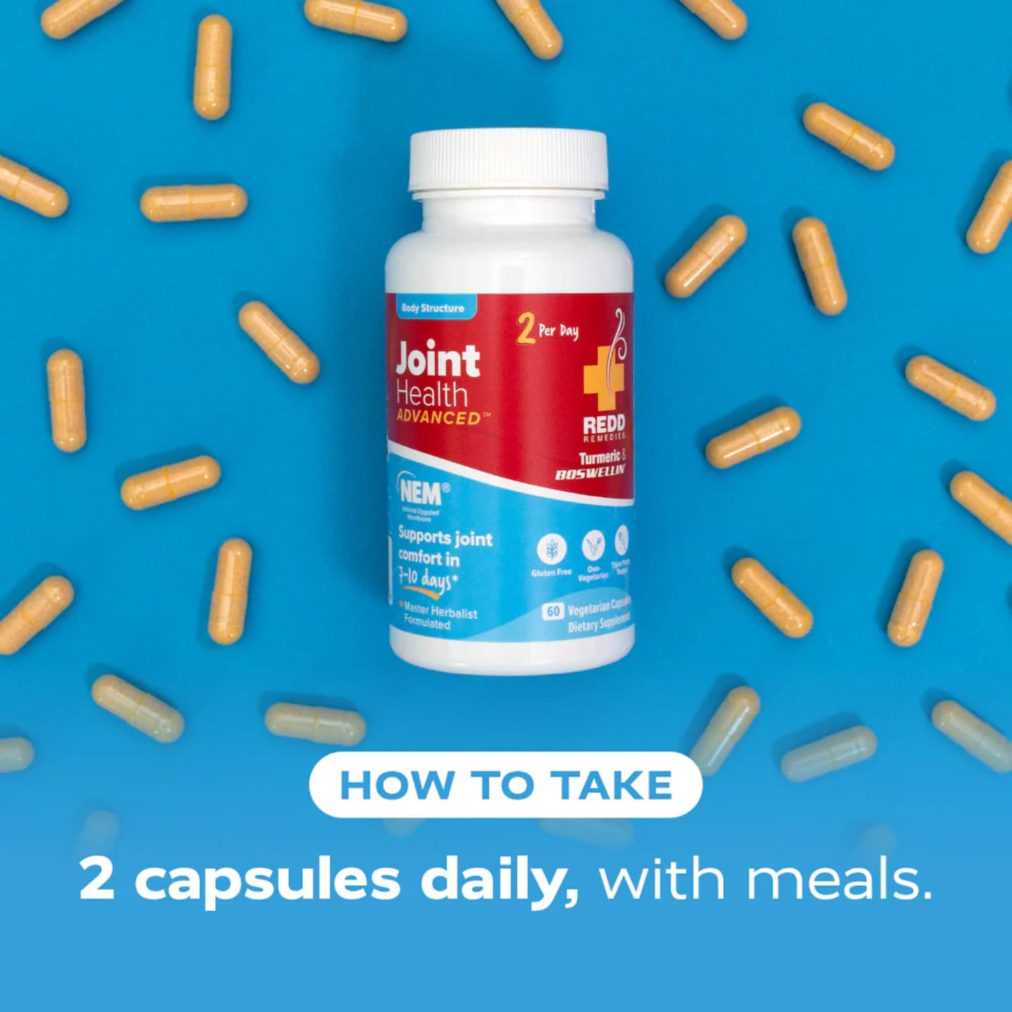 Redd Remedies, Joint Health Advanced, Helps Strengthen Connective Tissue and Cartilage, Fast-Acting Comfort with Boswellia Serrata and Turmeric, 120 Vegetarian Capsules - dailyvitalstore