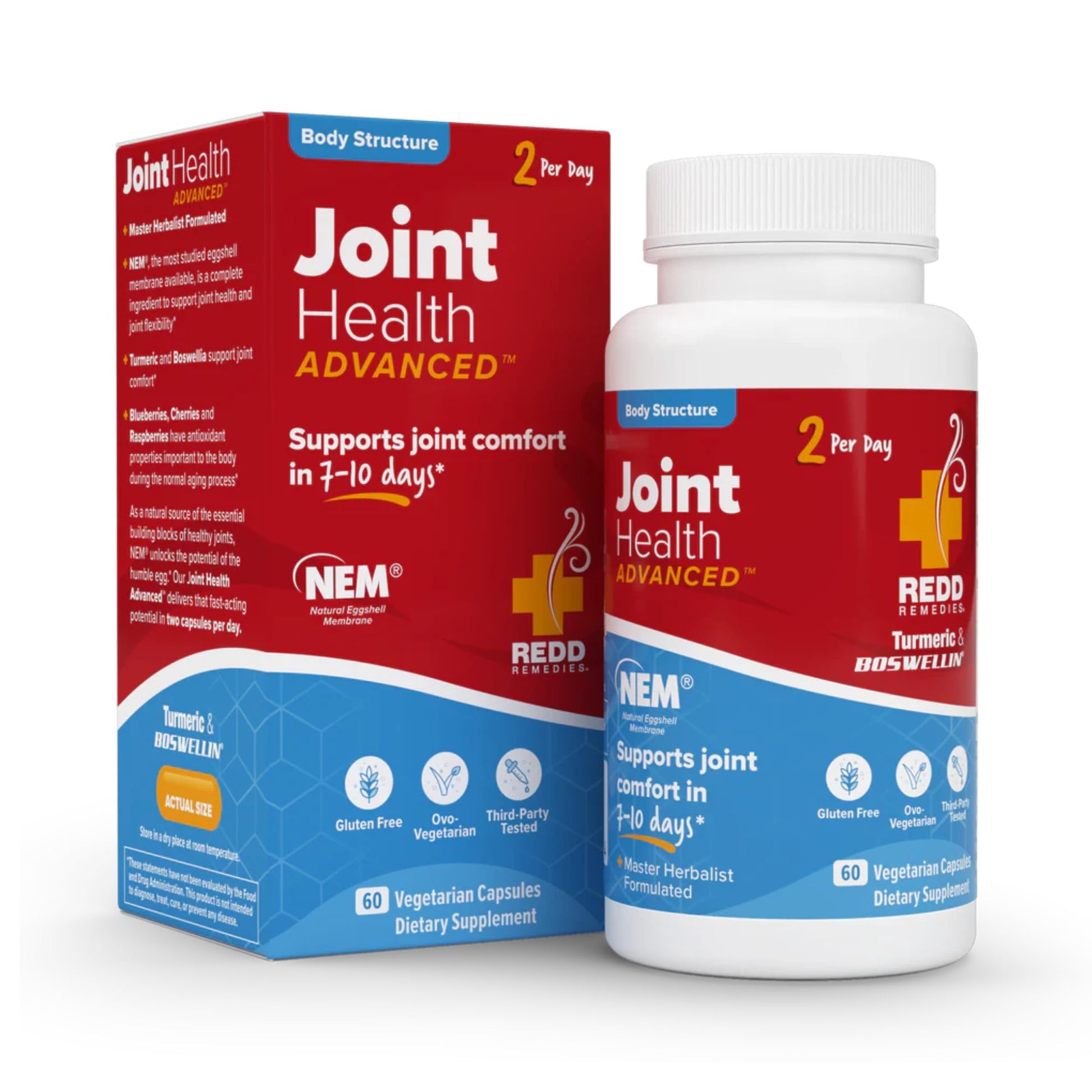 Redd Remedies, Joint Health Advanced, Helps Strengthen Connective Tissue and Cartilage, Fast-Acting Comfort with Boswellia Serrata and Turmeric, 60 Vegetarian Capsules - dailyvitalstore