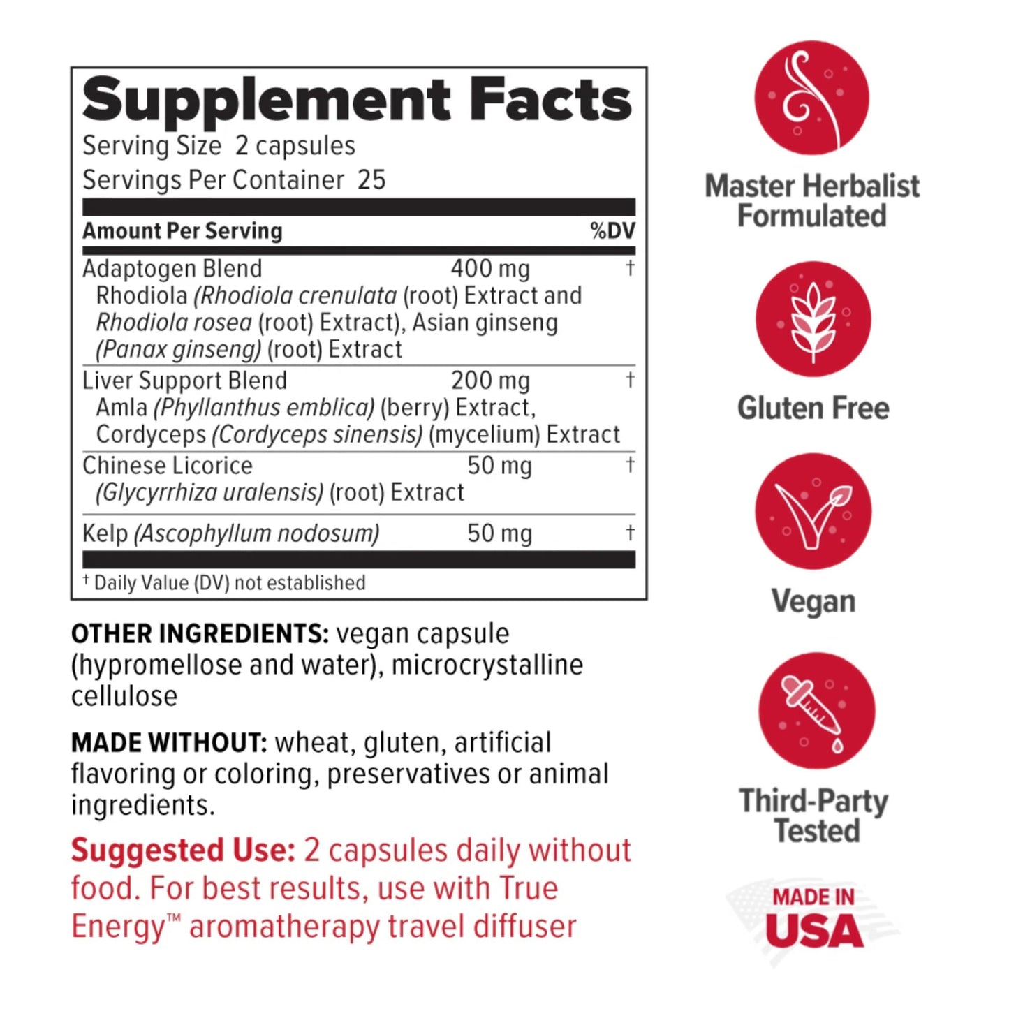 Redd Remedies, True Energy, Supports Energy Production and Stamina, 50 Vegan Capsules - dailyvitalstore