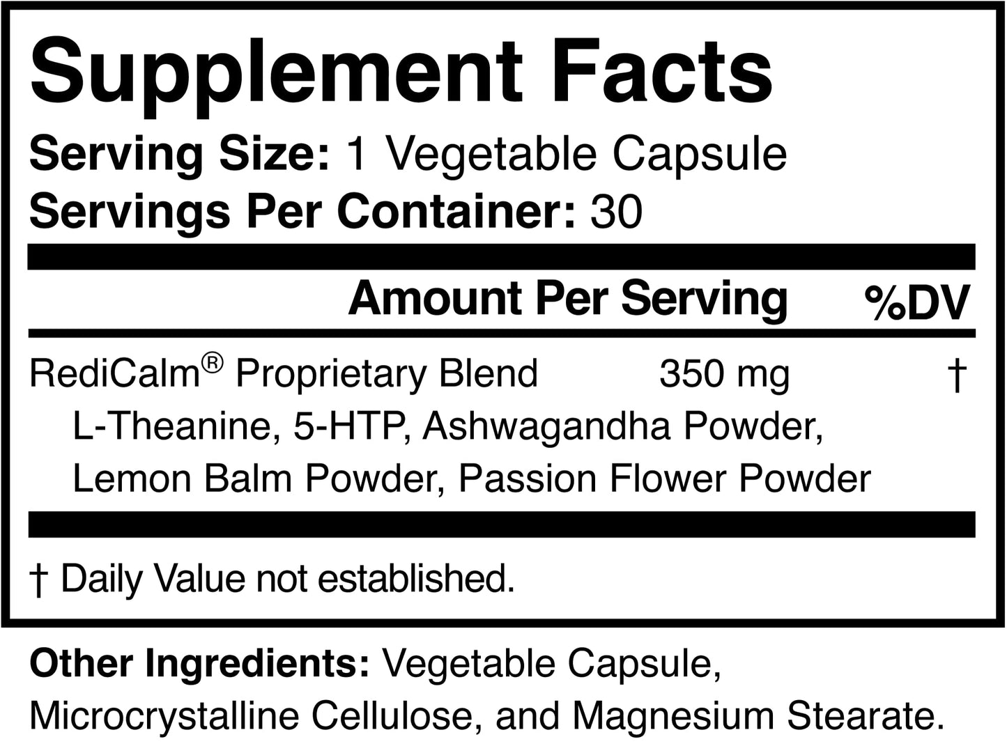 RediCalm - Natural Stress Relief Supplement - Non-GMO, Vegan, Gluten-Free - dailyvitalstore