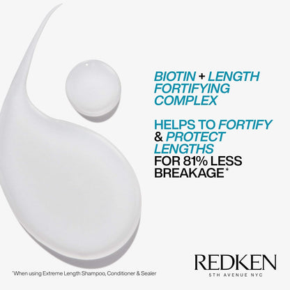 Redken Extreme Length Shampoo For Damaged Hair - Prevents Breakage and Strengthens Hair, Infused With Biotin For Hair Growth, 10.1 Fl Oz - dailyvitalstore