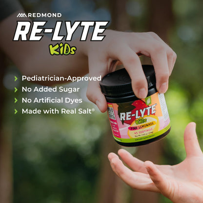 REDMOND Re-Lyte Kids Hydration Electrolyte Mix Powder, Pink Lemonade 7.62 oz - dailyvitalstore