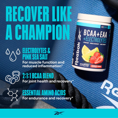 Reebok REEcover Amino Acids + Electrolytes | 8g EAAs, 5g BCAAs, Hydration Matrix | Muscle Recovery, Strength | Post-Workout Support - dailyvitalstore