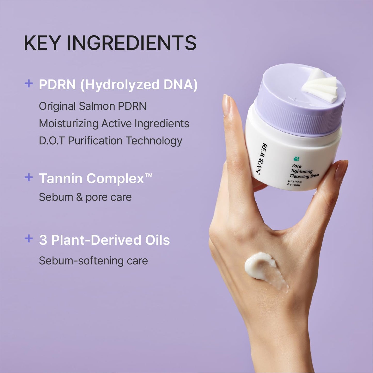 REJURAN® Pore Tightening Cleansing Balm with PDRx & c-PDRN 50ml – Deep Makeup & Blackhead Cleanser with Salmon DNA & Tannin Complex – 3-Step Transforming Balm, Fragrance-Free - dailyvitalstore